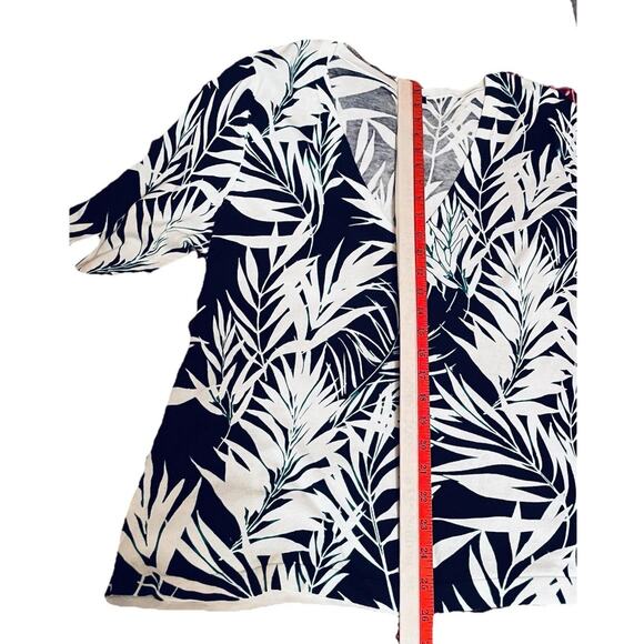 Talbots black white green palm leaf button up cardigan sweater ladies Large Work - Picture 6 of 10